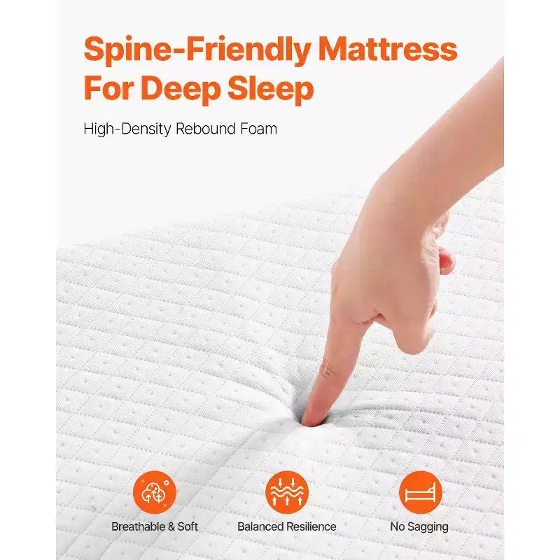Lit d'appoint pliant, 96,5 cm x 190,5 cm avec matelas de 12,7 cm, lit pliant double avec cadre métallique robuste et matelas en mousse à mémoire de forme