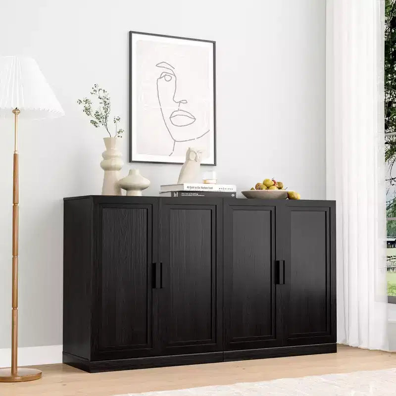Buffet et armoire empilables en bois massif avec étagères réglables