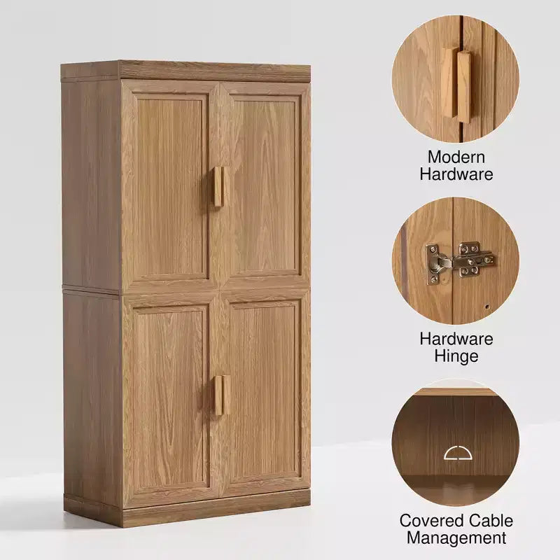 Buffet et armoire empilables en bois massif avec étagères réglables