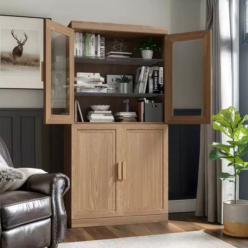 Buffet et armoire empilables en bois massif avec étagères réglables