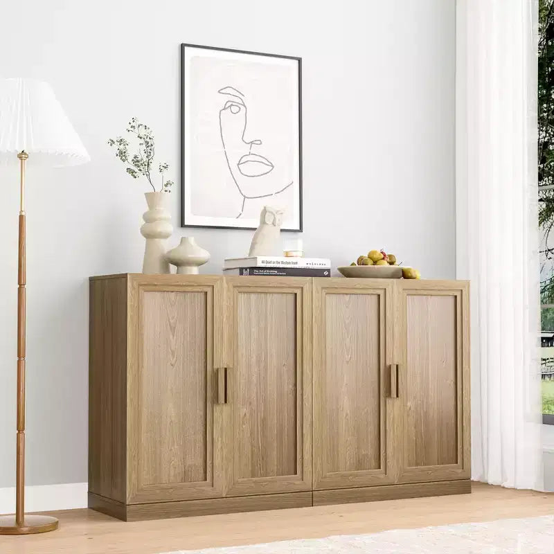 Buffet et armoire empilables en bois massif avec étagères réglables