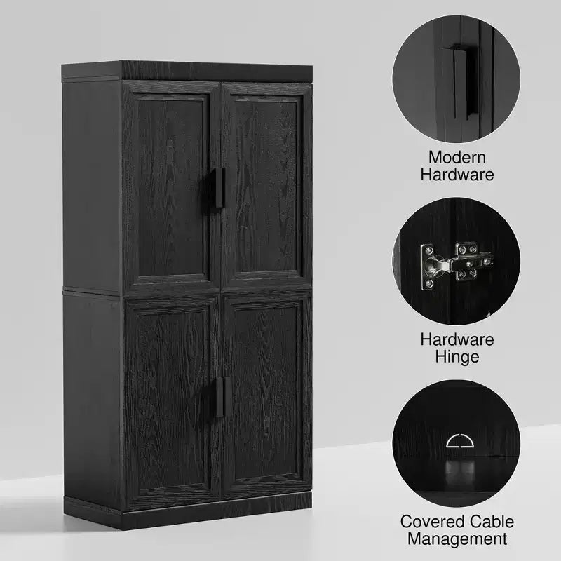 Buffet et armoire empilables en bois massif avec étagères réglables