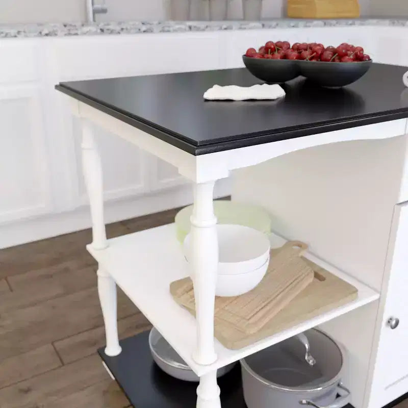 Îlot de cuisine roulant avec rangement - Blanc