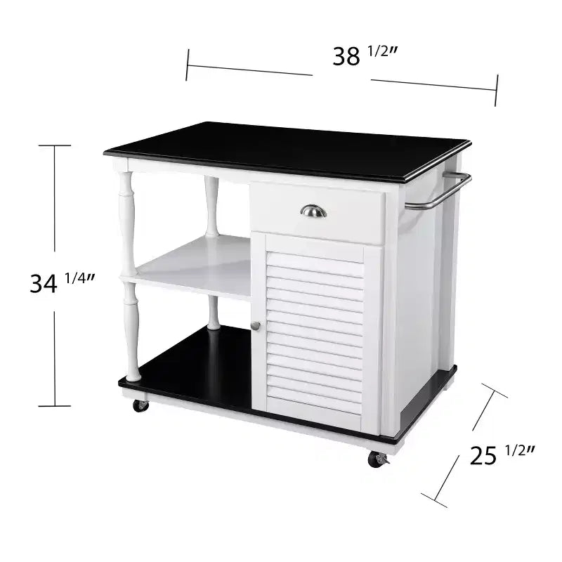 Îlot de cuisine roulant avec rangement - Blanc