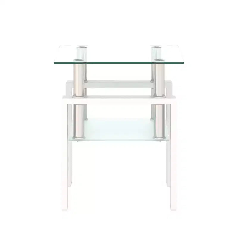 Table basse d'appoint carrée moderne en verre trempé 1 pièce, pour salon, transparente/noire