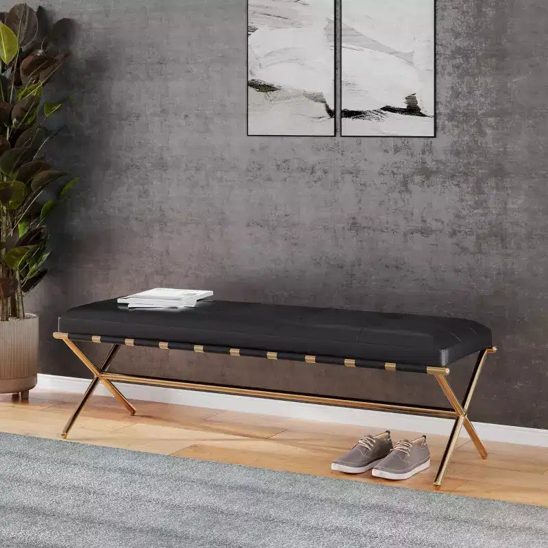 Banc d'entrée rembourré – Noir