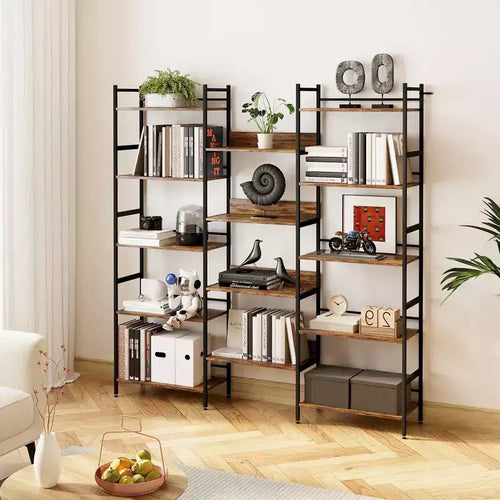 Étagère à 5 niveaux, étagère de rangement vintage avec étagères ouvertes, cadre en métal, étagère de rangement autoportante, pour salon, maison, bureau