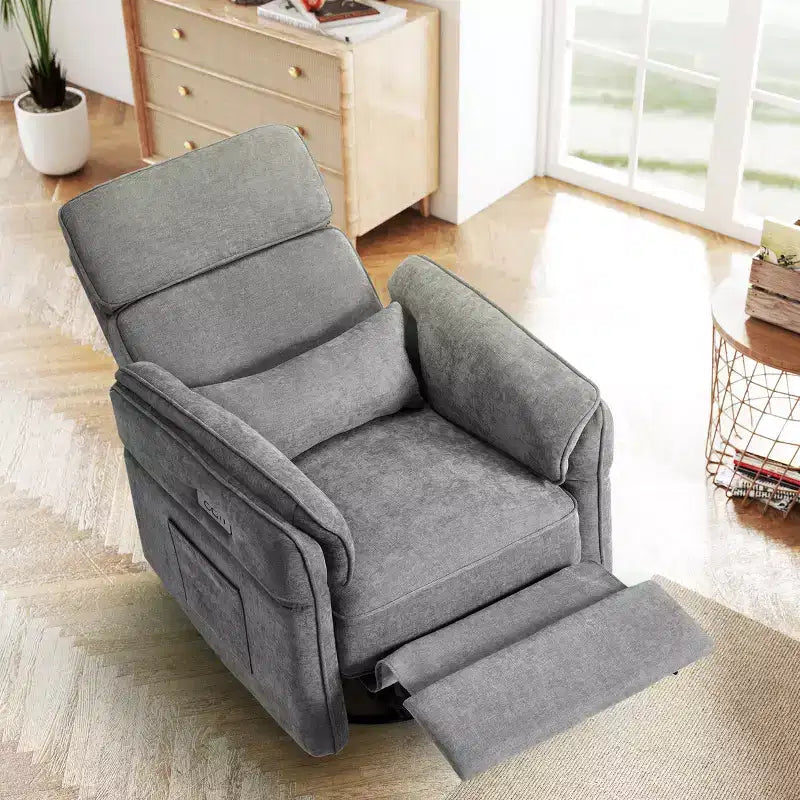 Fauteuil inclinable pivotant et coulissant avec appuie-têtes et accoudoirs réglables