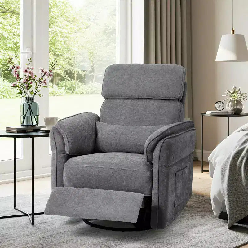 Fauteuil inclinable pivotant et coulissant avec appuie-têtes et accoudoirs réglables