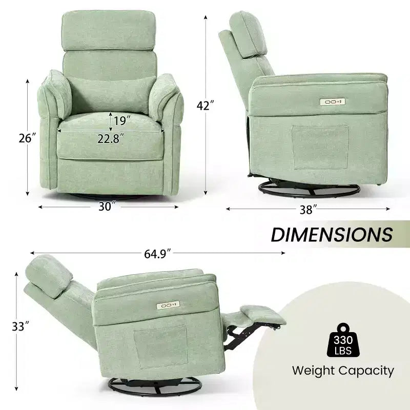 Fauteuil inclinable pivotant et coulissant avec appuie-têtes et accoudoirs réglables