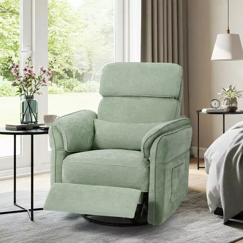 Fauteuil inclinable pivotant et coulissant avec appuie-têtes et accoudoirs réglables