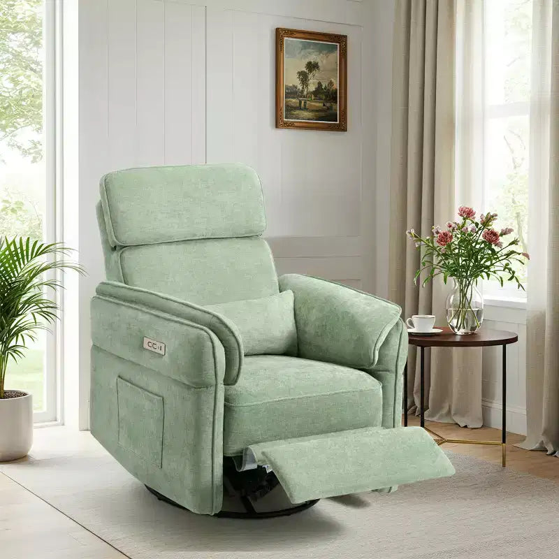 Fauteuil inclinable pivotant et coulissant avec appuie-têtes et accoudoirs réglables