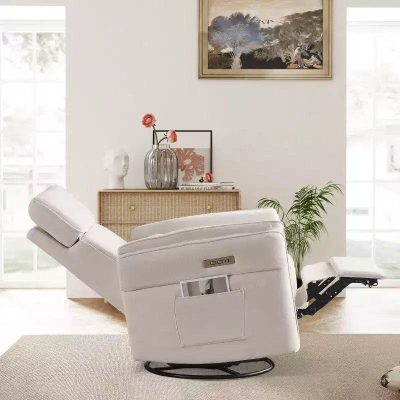Fauteuil inclinable pivotant et coulissant avec appuie-têtes et accoudoirs réglables