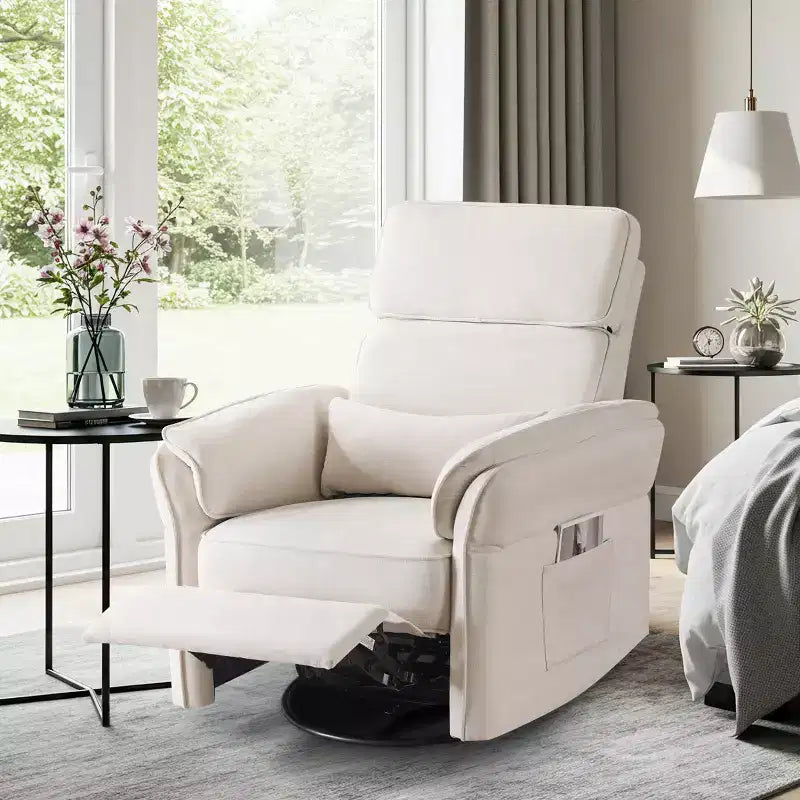 Fauteuil inclinable pivotant et coulissant avec appuie-têtes et accoudoirs réglables