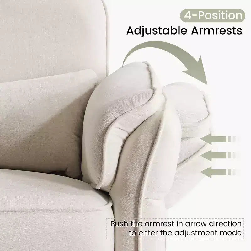 Fauteuil inclinable pivotant et coulissant avec appuie-têtes et accoudoirs réglables