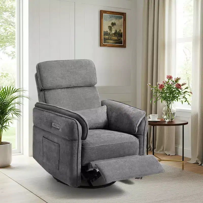 Fauteuil inclinable pivotant et coulissant avec appuie-têtes et accoudoirs réglables