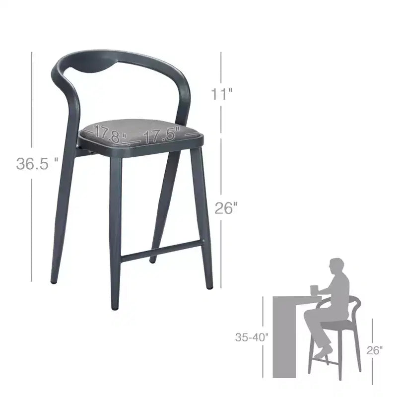 Ensemble de 2 tabourets de bar d'extérieur hauteur comptoir, mobilier de bar tout temps pour cuisine ou extérieur