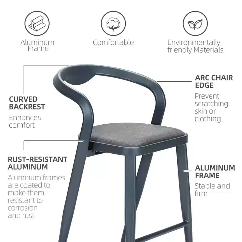 Ensemble de 2 tabourets de bar d'extérieur hauteur comptoir, mobilier de bar tout temps pour cuisine ou extérieur