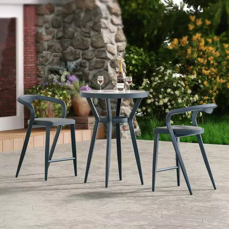 Ensemble de 2 tabourets de bar d'extérieur hauteur comptoir, mobilier de bar tout temps pour cuisine ou extérieur