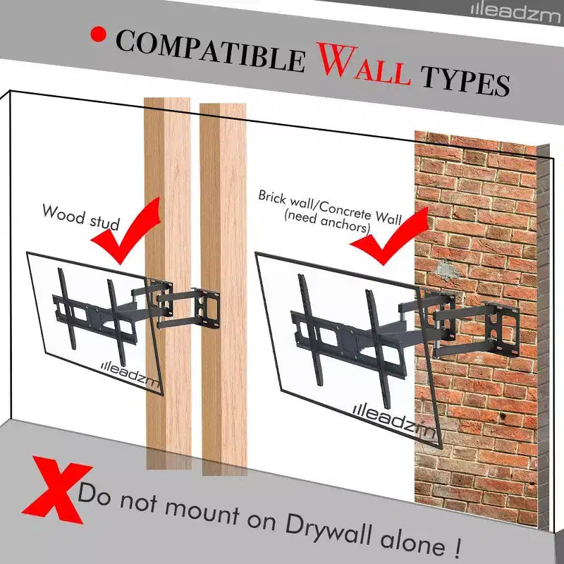 Support mural TV d'angle inclinable et orientable pour TV de 32 à 70 po