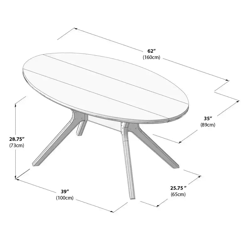 Table à manger ovale Plank+Beam 62 Verso pour 4 personnes, table de cuisine en bois massif pour salle à manger