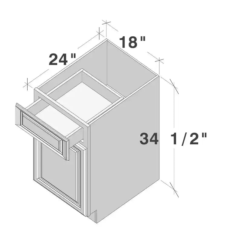 Meuble bas de cuisine 18 po l. x 34,5 po H x 24 po P avec tiroir Cadre en contreplaqué Fermeture amortie - Recouvrement total RTA