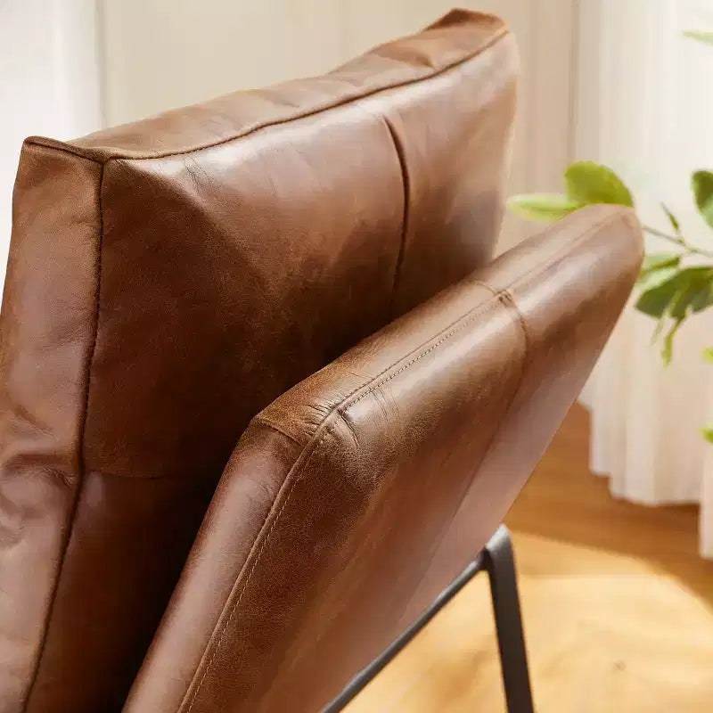 Fauteuil d'appoint en cuir véritable confortable et luxueux