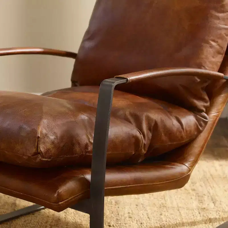 Fauteuil d'appoint en cuir véritable confortable et luxueux