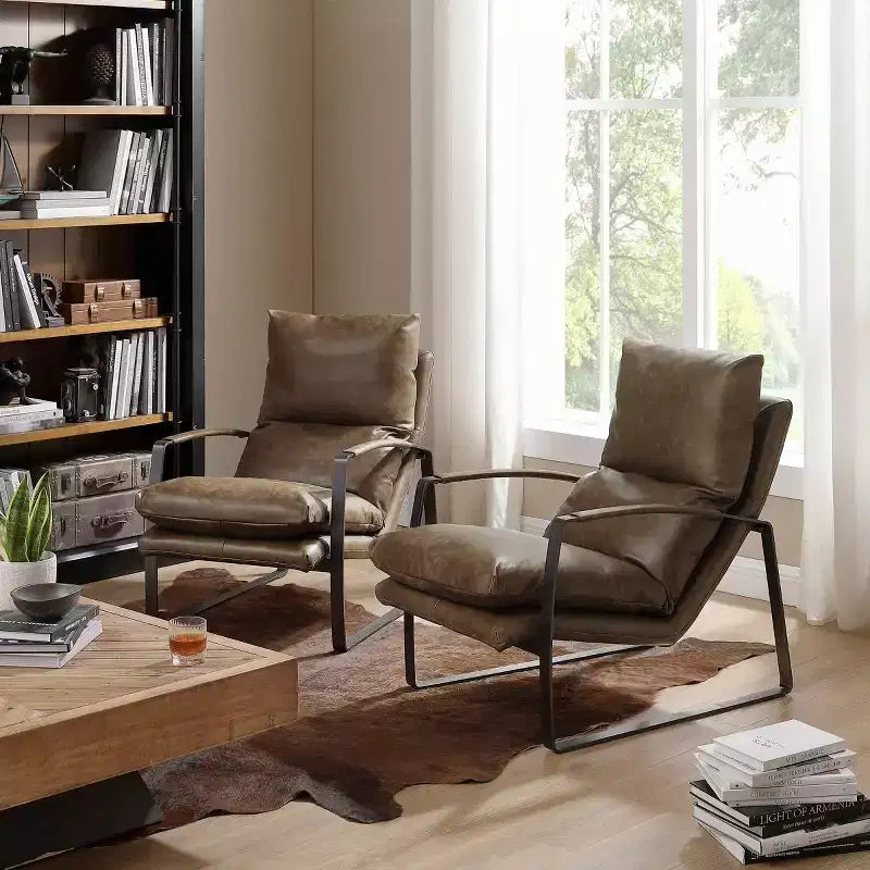 Fauteuil d'appoint en cuir véritable confortable et luxueux
