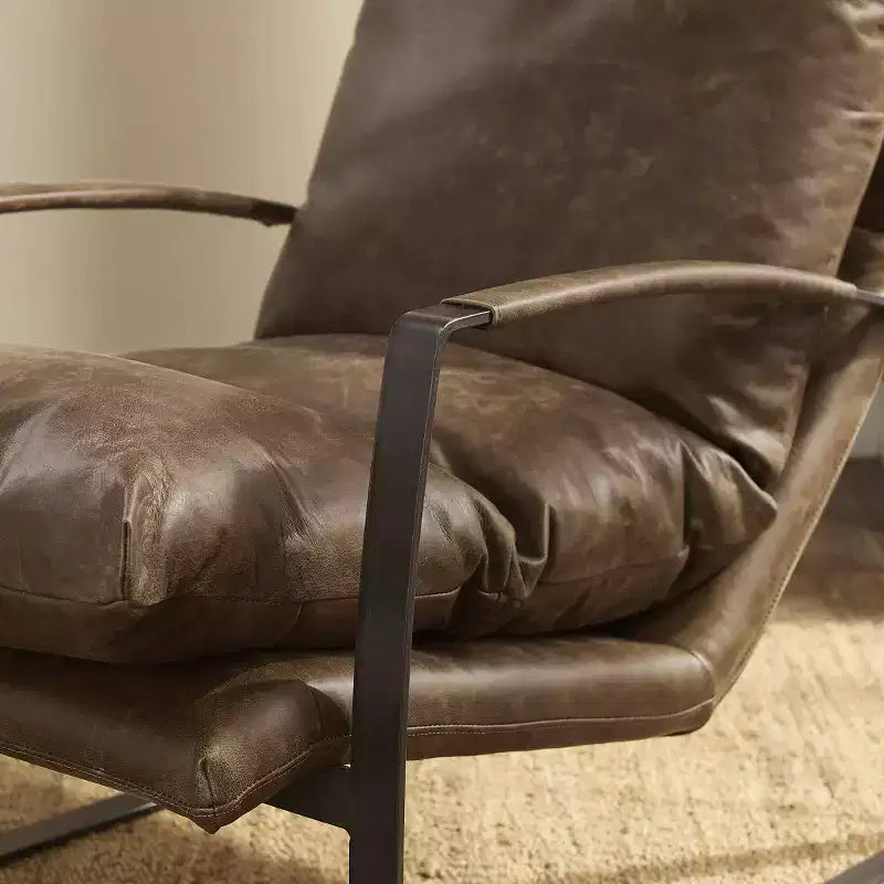 Fauteuil d'appoint en cuir véritable confortable et luxueux