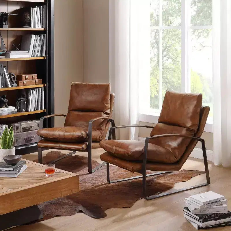 Fauteuil d'appoint en cuir véritable confortable et luxueux