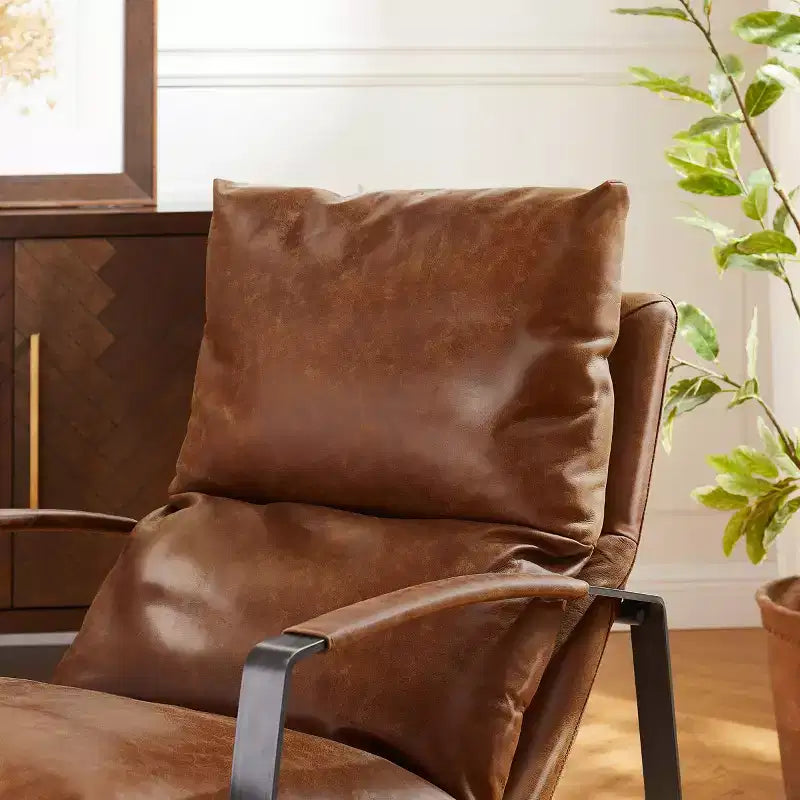 Fauteuil d'appoint en cuir véritable confortable et luxueux
