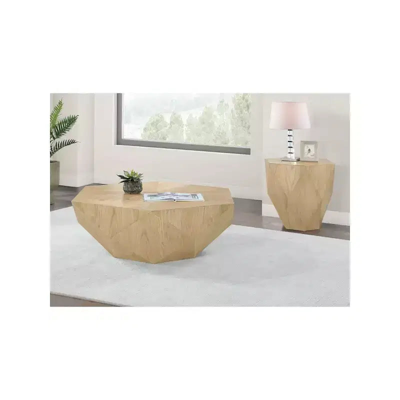 Table d'appoint hexagonale en placage de chêne