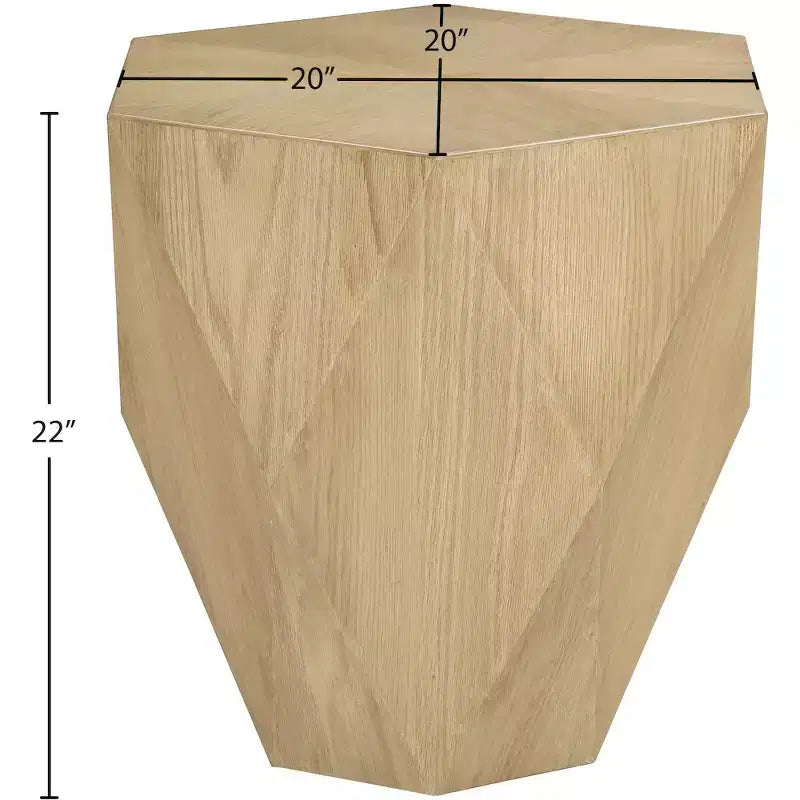 Table d'appoint hexagonale en placage de chêne