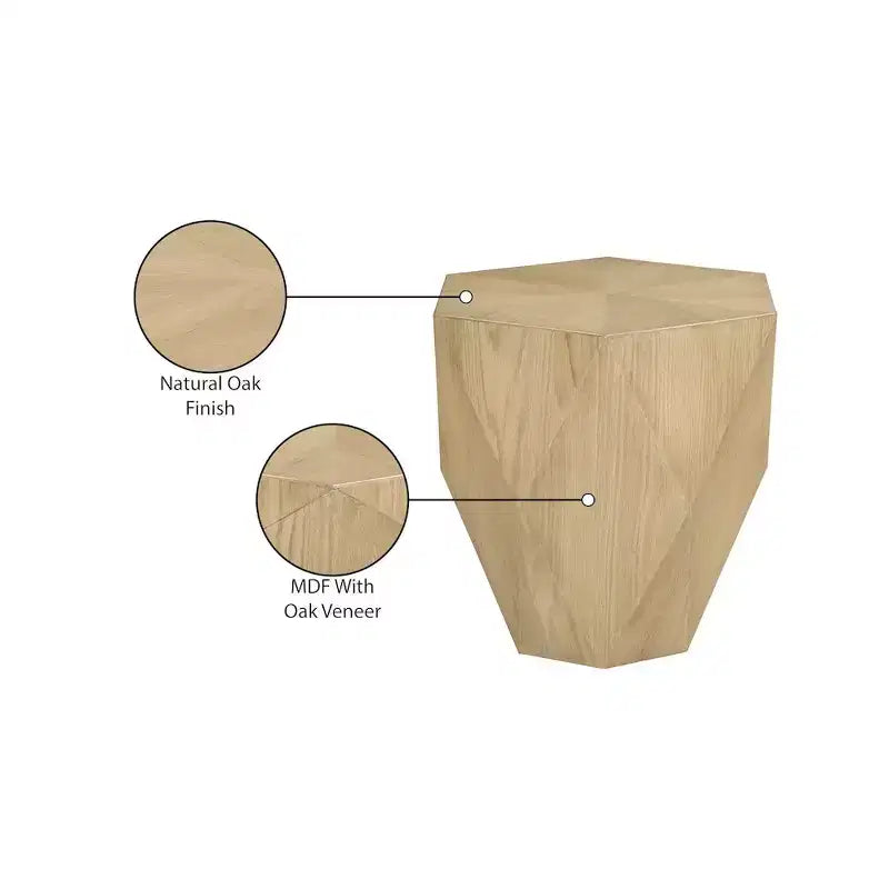 Table d'appoint hexagonale en placage de chêne