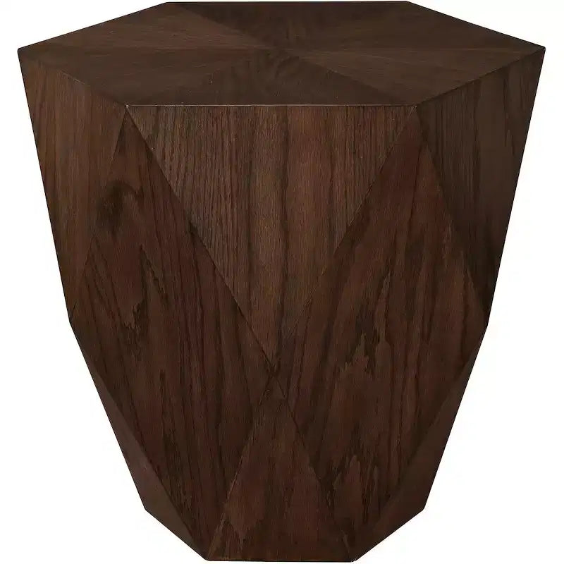 Table d'appoint hexagonale en placage de chêne