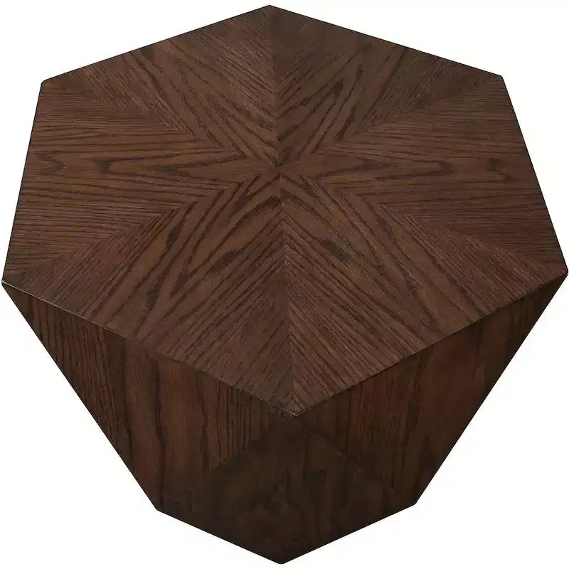 Table d'appoint hexagonale en placage de chêne