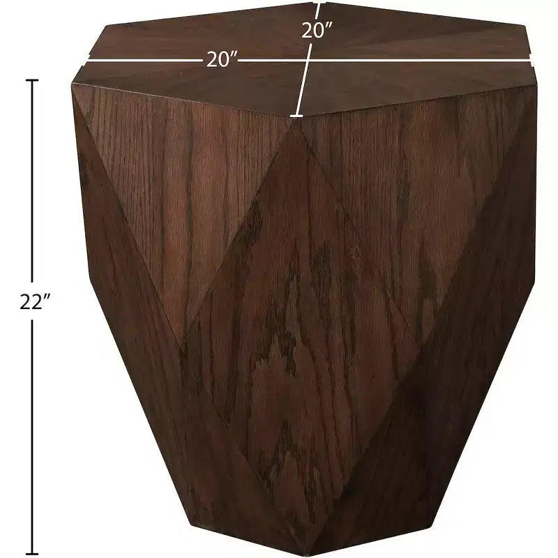 Table d'appoint hexagonale en placage de chêne