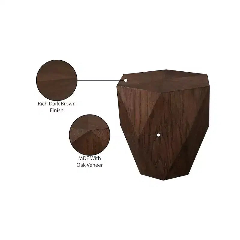 Table d'appoint hexagonale en placage de chêne