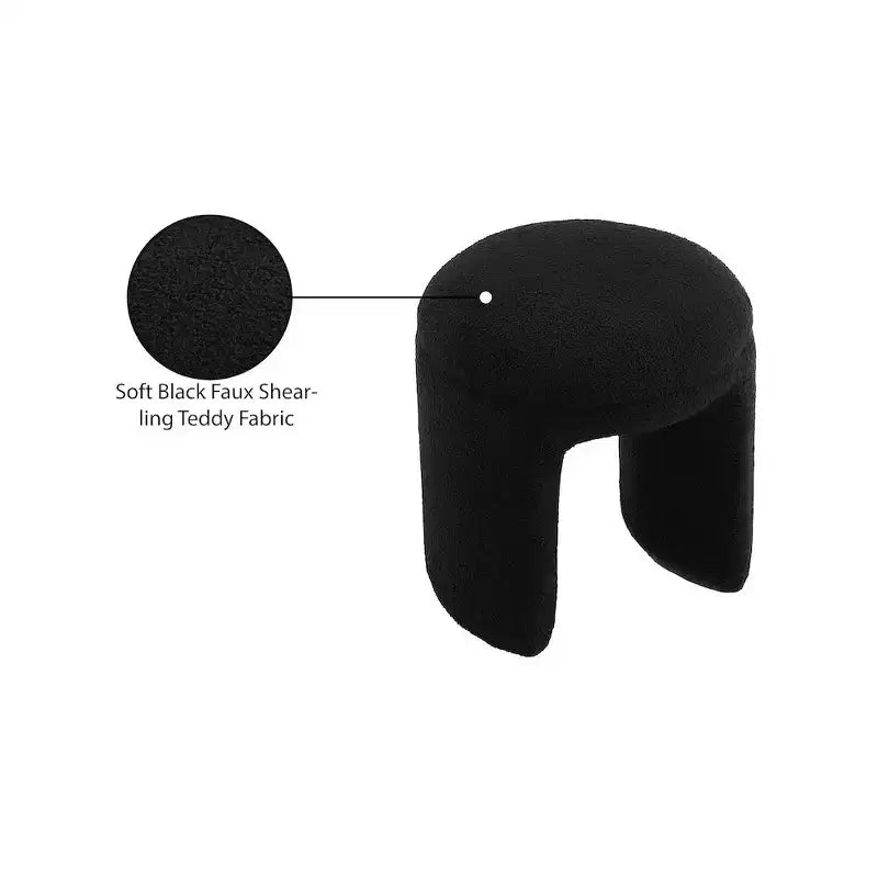 Pouffe/tabouret en tissu imitation peau de mouton