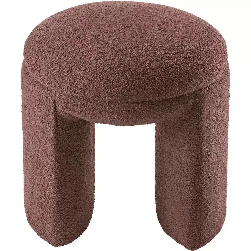 Pouffe/tabouret en tissu imitation peau de mouton