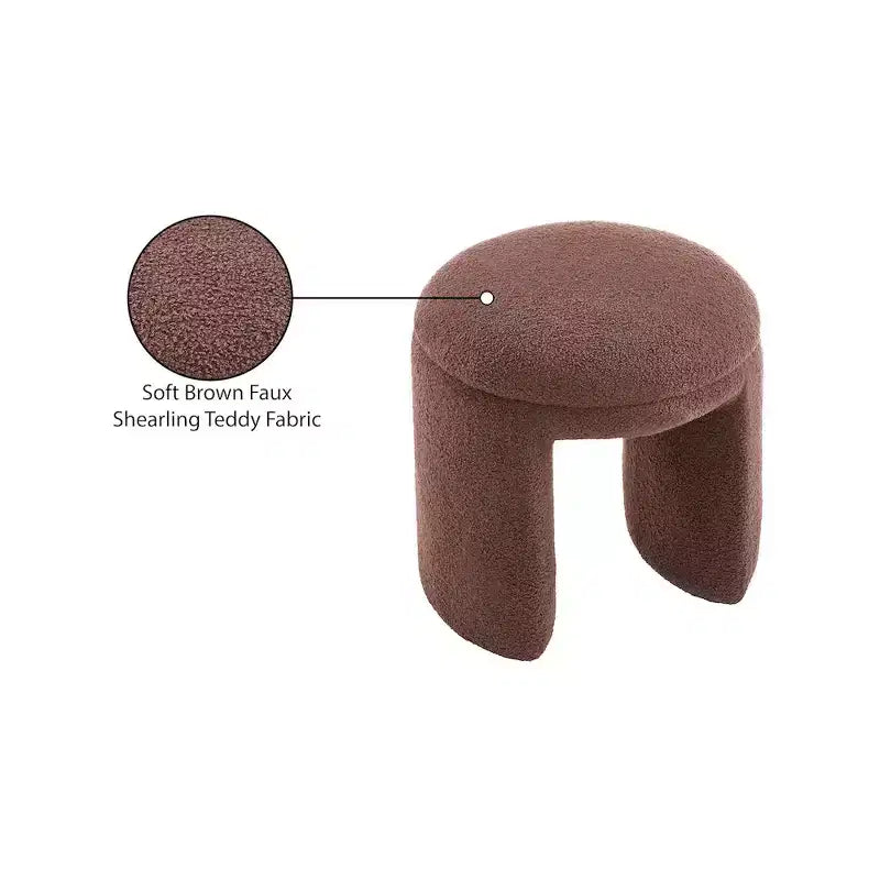 Pouffe/tabouret en tissu imitation peau de mouton