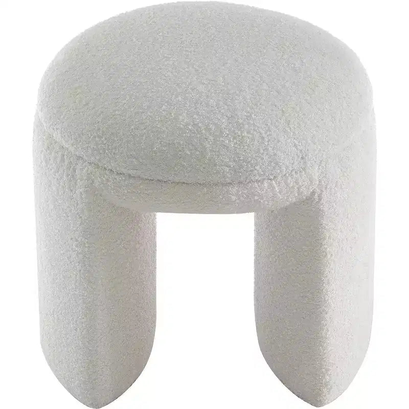Pouffe/tabouret en tissu imitation peau de mouton