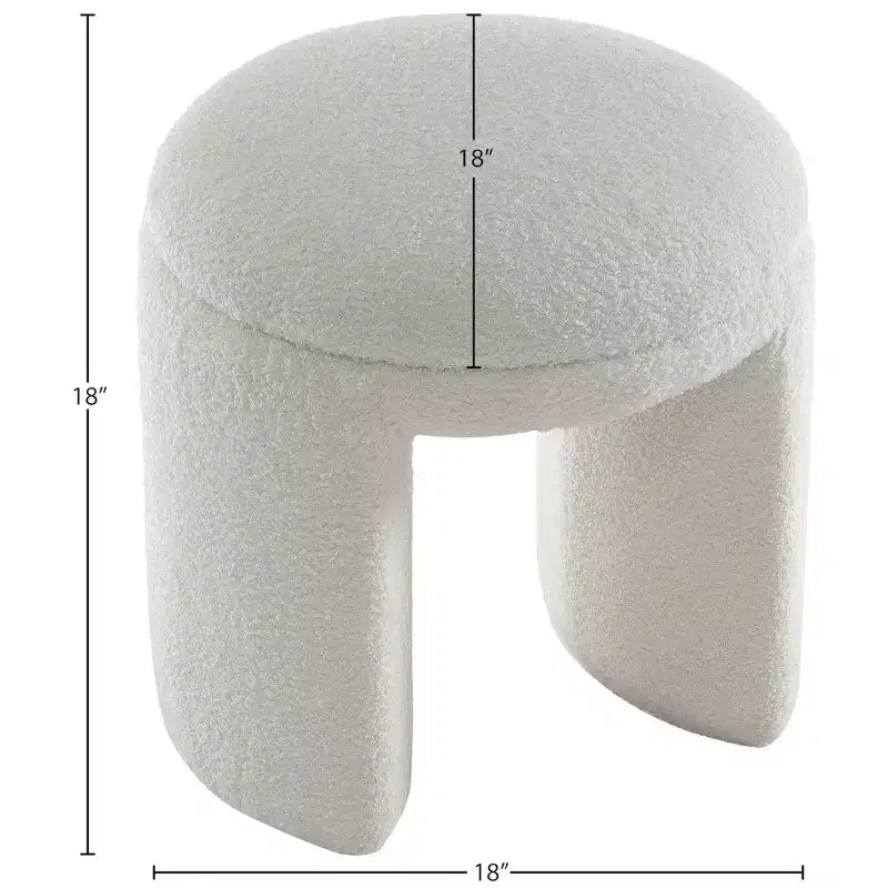 Pouffe/tabouret en tissu imitation peau de mouton