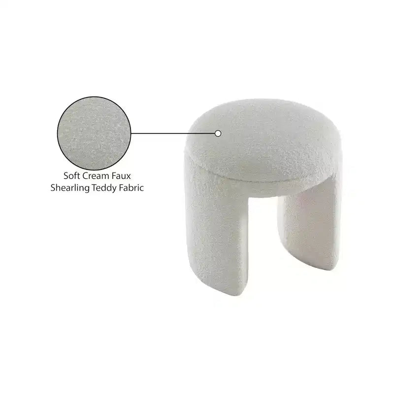Pouffe/tabouret en tissu imitation peau de mouton