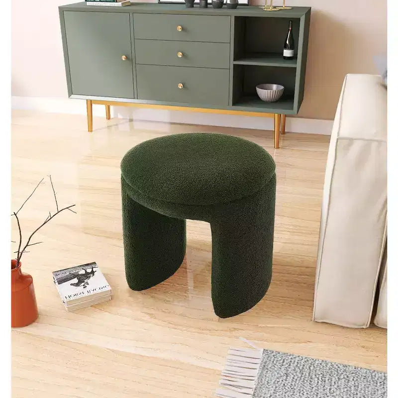 Pouffe/tabouret en tissu imitation peau de mouton