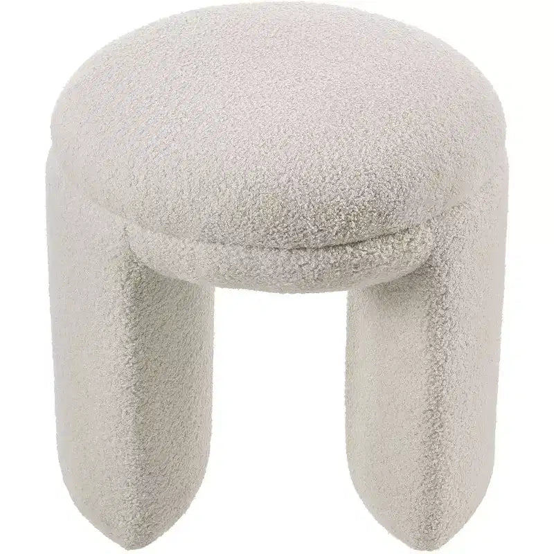 Pouffe/tabouret en tissu imitation peau de mouton