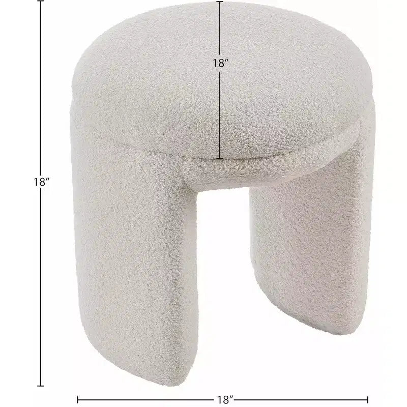 Pouffe/tabouret en tissu imitation peau de mouton