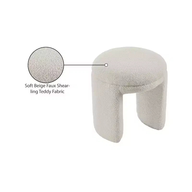 Pouffe/tabouret en tissu imitation peau de mouton