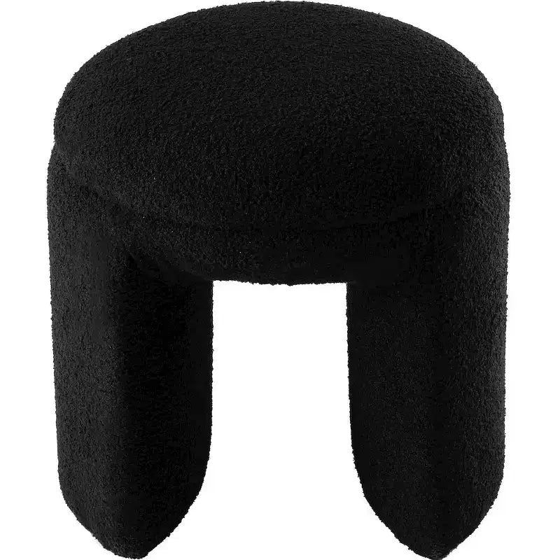 Pouffe/tabouret en tissu imitation peau de mouton